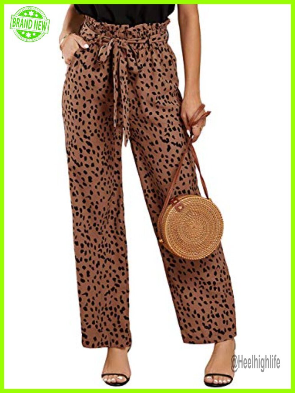 High Waisted Wide Leg Palazzo Pants Long Trousers with Belted